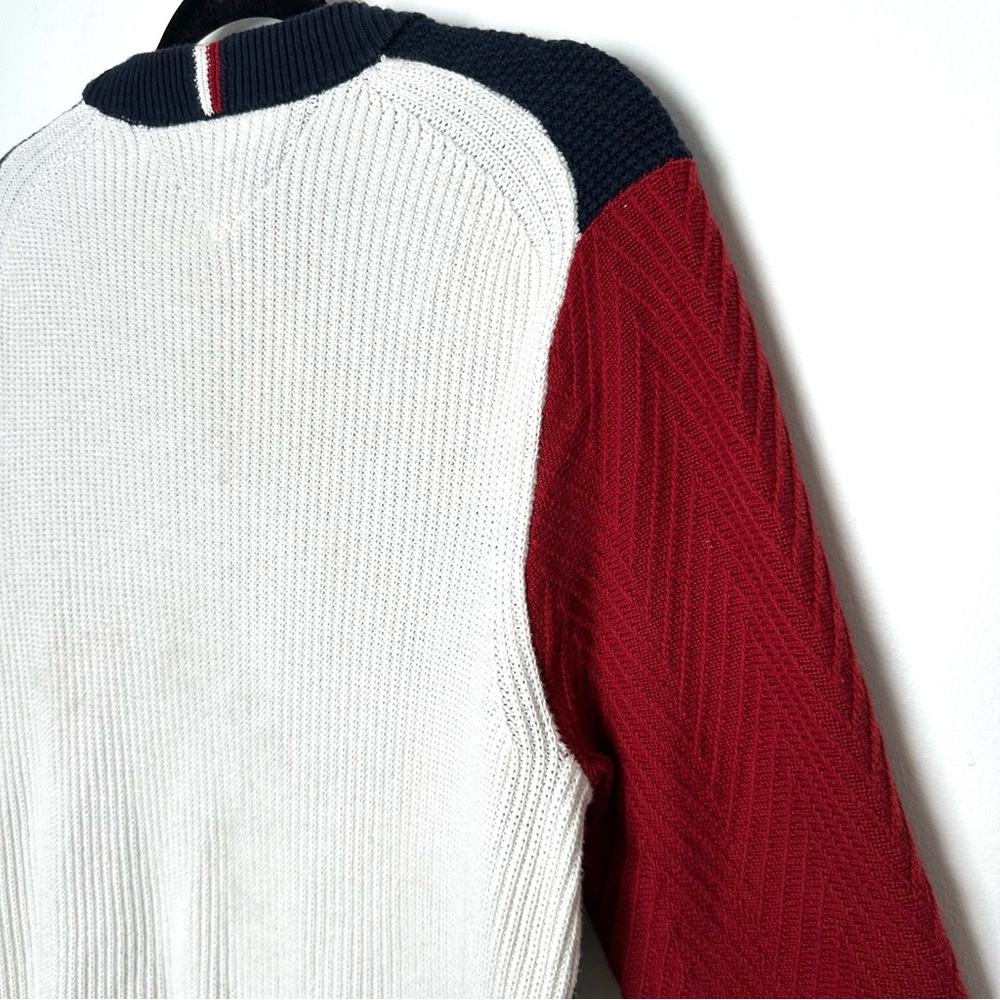 Tommy Hilfiger Retro Flag Colour Block Preppy Collegiate Cotton Sweater - Picture 12 of 12